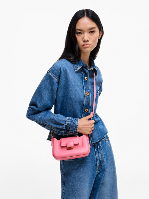 Charles&Keith Koa Leather Push-Lock Top Handle Bag
