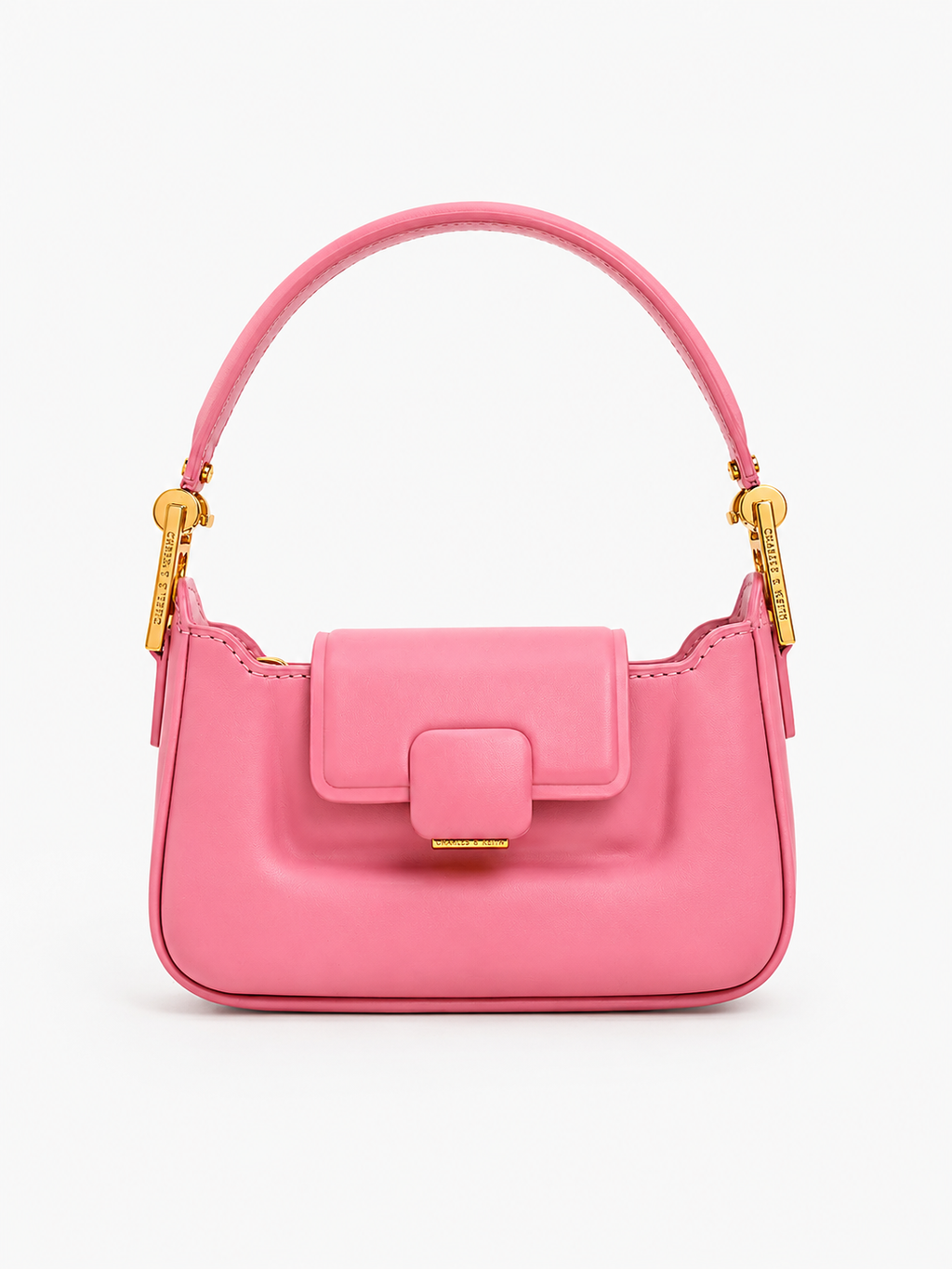 Charles&Keith Koa Leather Push-Lock Top Handle Bag