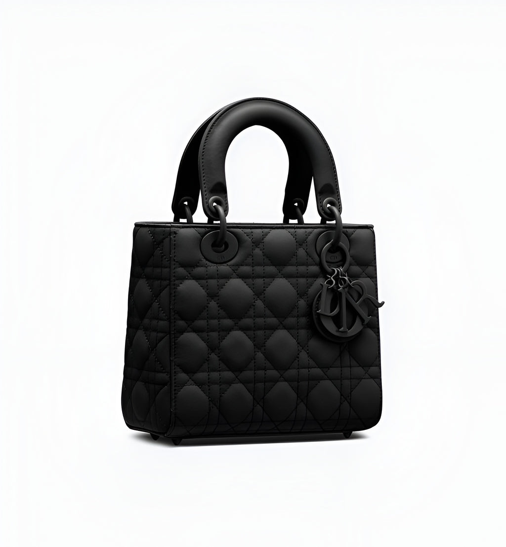 Lady Dior Bag in Black Ultramatte Cannage Calfskin