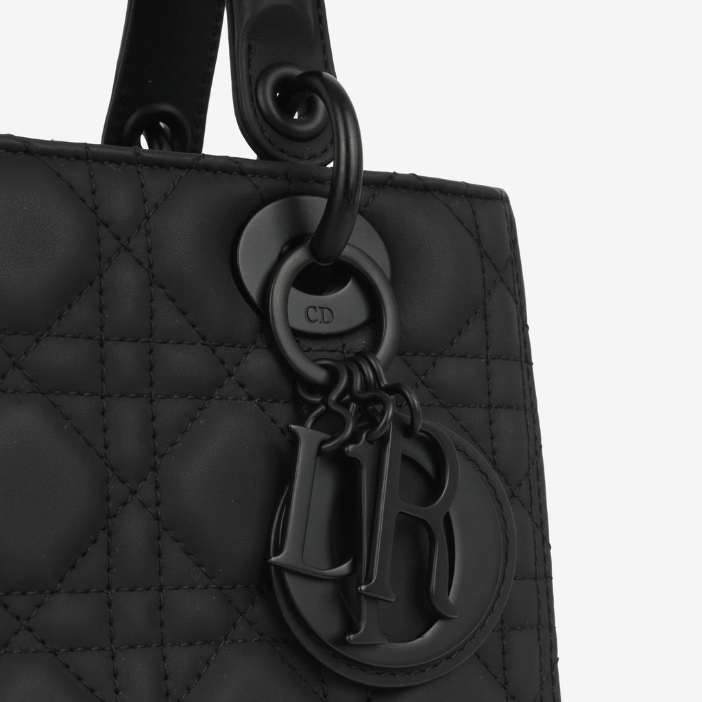 Lady Dior Bag in Black Ultramatte Cannage Calfskin