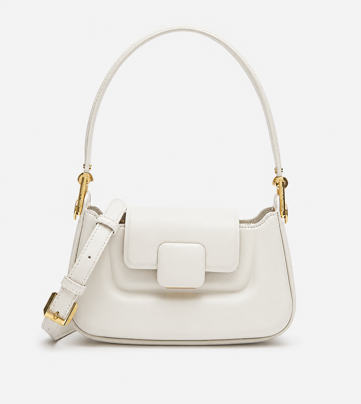 Charles&Keith Koa Leather Push-Lock Top Handle Bag