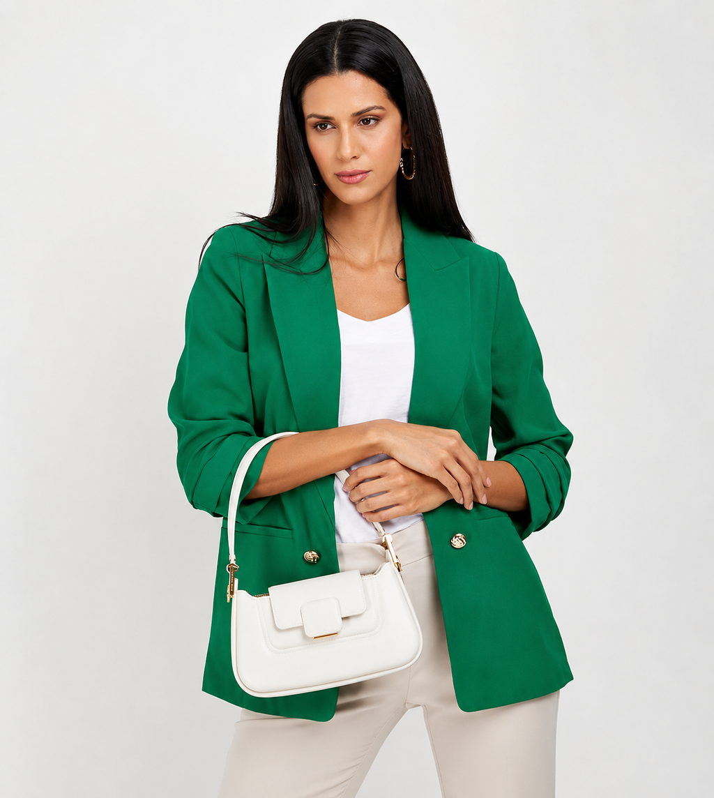 Charles&Keith Koa Leather Push-Lock Top Handle Bag